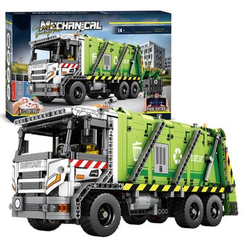 1355 Piezas Camión de Basura Compactador de Bloques de Construcción, Modelo de Coche RC Técnico de Saneamiento Urbano, Ladrillos de Rompecabezas, Juguetes DIY, Regalos Festivos