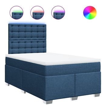 Cama Box Spring Con Colchón Tela Azul 120x200 Cm
