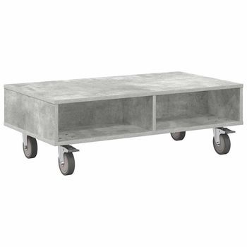 Mesa Lateral Con Ruedas Gris Concreto 90 X 50 X 30 Cm Vidaxl