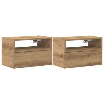 Mesitas De Noche Pared 2 Uds Color Roble Artesano 45x26x28,5cm Vidaxl