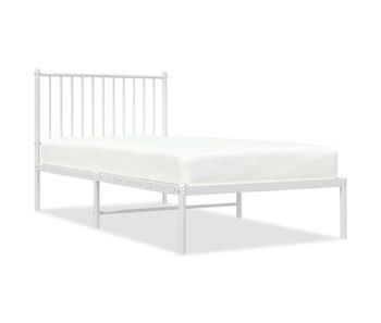 Estructura de cama de metal con cabecero blanco 90x190 cm con cabecero