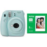 instax mini 9 instant camera  mini film 50 shot bundle - ice blue blue