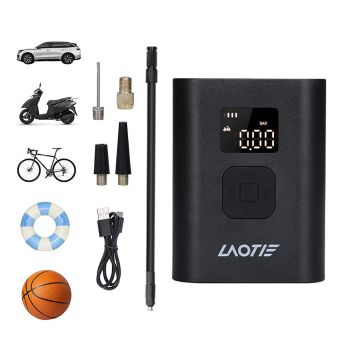 Inflador de bicicleta eléctrico Mini LAOTIE Q7 150 PSI y 4000 mAh con carga tipo C, indicador LED digital de alta presió