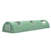 outsunny invernadero pequeno para cultivo de plantas con 5 ventanas marco de acero y cubierta de pe anti-uv 300x80x45 cm verde   aosom espana