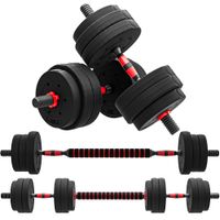 kit de mancuernas homcom 2 en 1 juego de 25 kg barras de peso ajustables incluidas - entrenamiento muscular y halterofilia