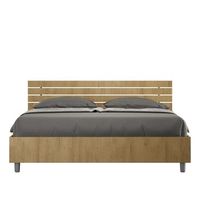 cama con almacenaje 160x200 con cabecera recta de listones roble natural ankel