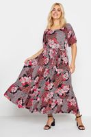 yours vestido largo negro y rosa de flores mujer curvy y tallas grandes yours