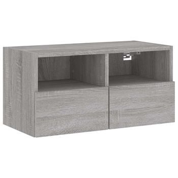 Mueble Tv De Pared | Mueble De Salón | Armario Tv Madera De Ingeniería Sonoma Gris 60x30x30 Cm