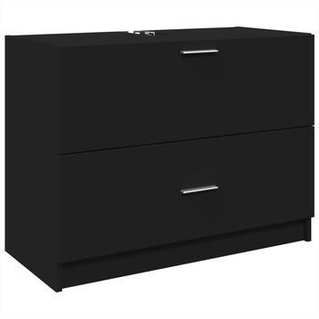 Armario De Lavabo Madera De Ingeniería Negro 78x37x59 Cm Vidaxl