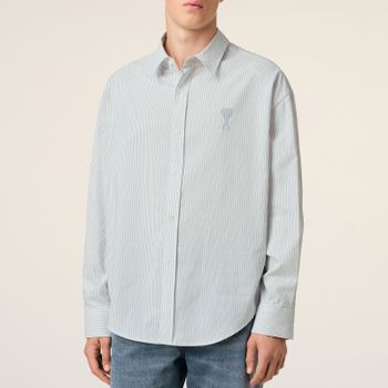 AMI Boxy-Fit Pinstriped Cotton-Poplin Shirt - 41