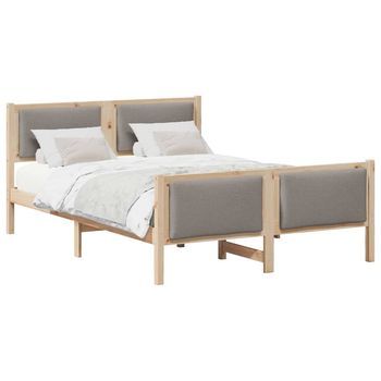 Cama Matrimonial | Cama Para Adulto | Estructura De Cama Con Cabecera Taupé 150 X 200 Cm Tela