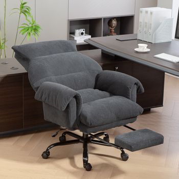 Silla De Escritorio De Terciopelo Homcom 80x80x106-114 Cm Gris Oscuro