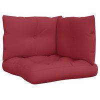 cojines para palets 3 unidades tela rojo tinto vidaxl