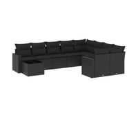 vidaxl set de sofas de jardin 10 pzas cojines ratan sintetico negro