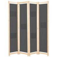biombo divisor de 4 paneles de tela gris 160x170x4 cm vidaxl
