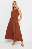 yours vestido de algodon terracota escalonado sin mangas mujer curvy y tallas grandes yours