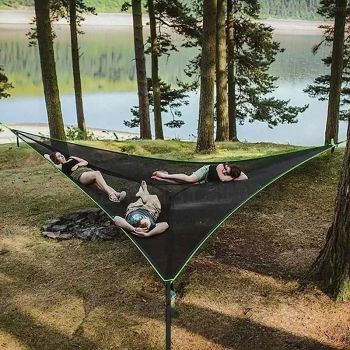 Hamaca triangular portátil para acampar al aire libre, colchoneta aérea portátil para varias personas, hamaca de viaje cómoda para dormir.