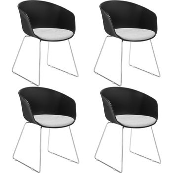 4 sillas de comedor con reposabrazos de plástico, asientos acolchados