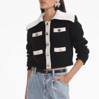 self-portrait alpaca-blend knit cardigan - m