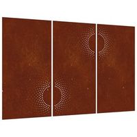 adorno pared jardin 3 uds acero corten diseno sol 105x55 cm vidaxl