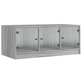 Mesa De Café - Mesa De Centro Con Puertas De Vidrio Gris Sonoma 102x50x42 Cm