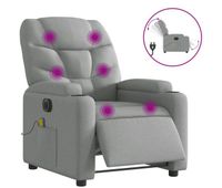 vidaxl sillon reclinable de masaje electrico tela gris claro