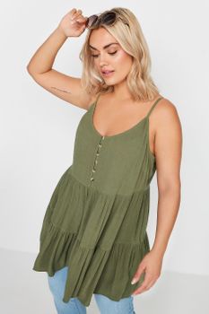 Yours Top Rugoso De Tirantes Caqui, Mujer Curvy Y Tallas Grandes, Yours
