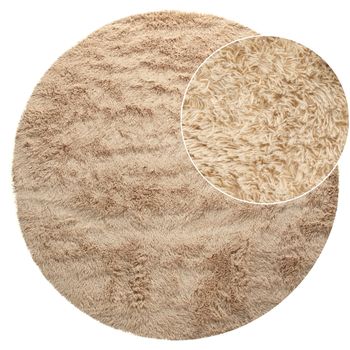 Alfombra de pelo largo Silvana beige 160 cm redondo