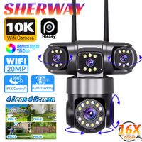 camara de seguridad inalambrica para exteriores de 10k 20mp con 4 lentes y 360 grados    camara de seguridad ptz con zoom 16x vision nocturna a todo color hd videovigilancia