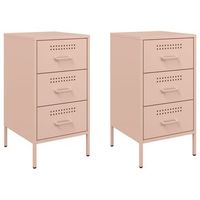 juego de 2 mesitas de noche con 3 cajones 36 x 39 x 68 cm acero rosa dec035638