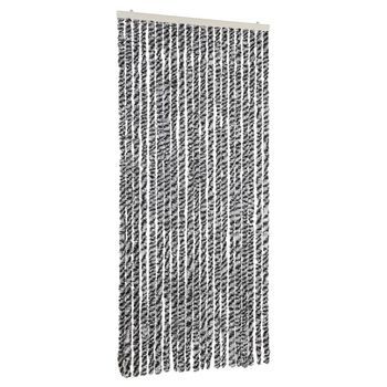 Cortina Antimoscas Chenilla Gris Negro Y Blanco 90x220 Cm