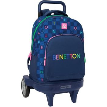 Benetton Mochila Mochila Trolley Con Ruedas Compact Extraible Benetton Damero para niño