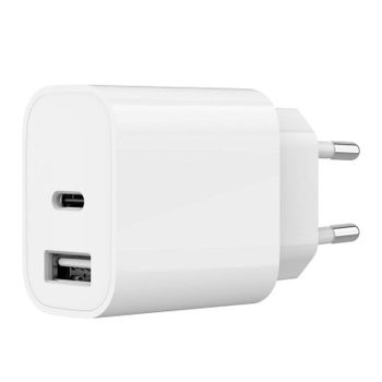 Cargador USB Gembird 2 Puertos (A+C) 2.4A 5V Blanco