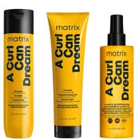 matrix a curl can dream shampoo hair mask and scrunch n go defining spray for wavy and curly hair