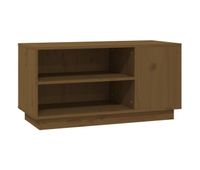 mueble tv - mesa de tv madera maciza de pino marron miel 80x35x405 cm
