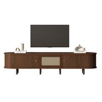mueble tv ovalado nogal oscuro diseno ratan - 180 cm diseno mdf patas ajustables