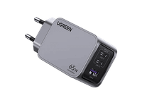 cargador de pared - ugreen mini gan nexode pro universal carga rapida 65w 2x usb-c 1x usb-a plata