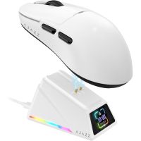 raton ajazz inalambrico 42000 dpi ultraligero trimodo base de carga tft