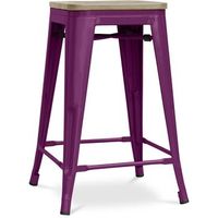 taburete de bar diseno industrial - madera y acero - 61cm - stylix  violeta
