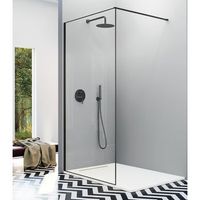 mampara ducha fija fresh arena - vidrio 8mm - 4 colores - negro mate - 118-119cm