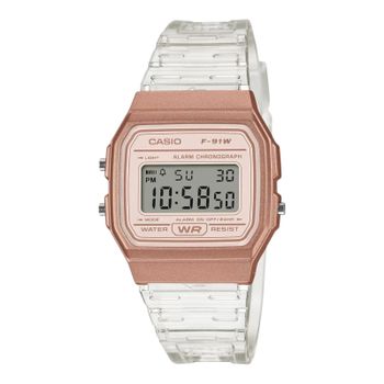 Casio - Reloj digital unisex F-91WS-7A3 vintage translúcido de resina con batería de 7 años, cronómetro y alarma diaria