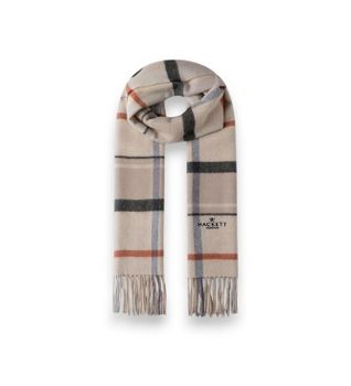Hackett London para hombre. HM0400110 Bufanda Plaid Logo beige (OSFA), Casual, Lana, Clásico