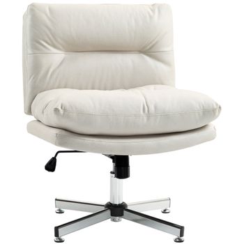 HOMCOM Silla de Oficina sin Brazos con Altura Ajustable Función de Basculante Base Cruzada y Asiento Amplio Gris Claro