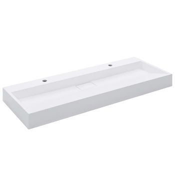 Lavabo De Baño Moderno | Lavabo 120x46x11 Cm Resina Mineral/mármol Blanco
