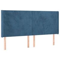 cabecero cama mueble de dormitorio con led de terciopelo oscuro 183 x 16 x 118128 cm azul m020001320