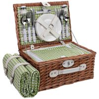 cesta de picnic 4 servicios marron 40x28x19 cm