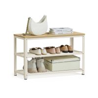 zapatero con banco marron rustico y negro beige roble  blanco clasico  30p x 73a x 45a cm