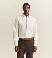 gant para hombre 3263005 camisa reg archive oxford stripe shirt crema l beige clasico manga larga algodon organico