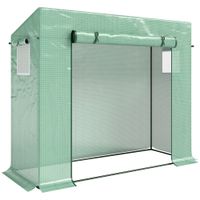 outsunny invernadero de exterior con ventanas y marco de acero invernadero para cultivar tomates flores 200x76x168 cm verde