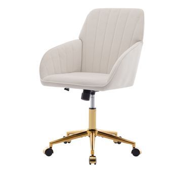 Silla De Oficina Ergonómica Blanca, Silla Giratoria De Terciopelo Con Altura Ajustable.